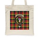 Canvas Tote Bags Royal Scottish Buchanan Modern Clan Badge Tartan Plaid Tote Bag - Scotstee Shop