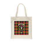 Canvas Tote Bags Royal Scottish Buchanan Modern Clan Badge Tartan Plaid Tote Bag - Scotstee Shop