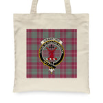 Canvas Tote Bags Royal Scottish Crawford Ancient Clan Badge Tartan Plaid Tote Bag - Scotstee Shop