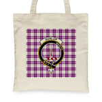 Canvas Tote Bags Royal Scottish Dunlop Dress Clan Badge Tartan Plaid Tote Bag - Scotstee Shop