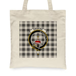Canvas Tote Bags Royal Scottish Erskine Black And White Clan Badge Tartan Plaid Tote Bag - Scotstee Shop