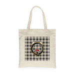 Canvas Tote Bags Royal Scottish Erskine Black And White Clan Badge Tartan Plaid Tote Bag - Scotstee Shop