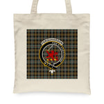 Canvas Tote Bags Royal Scottish Farquharson Weathered Clan Badge Tartan Plaid Tote Bag - Scotstee Shop