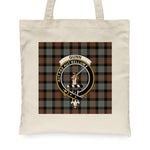 Canvas Tote Bags Royal Scottish Gunn Weathered Clan Badge Tartan Plaid Tote Bag - Scotstee Shop