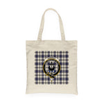 Canvas Tote Bags Royal Scottish Hannay Grey Clan Badge Tartan Plaid Tote Bag - Scotstee Shop
