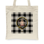 Canvas Tote Bags Royal Scottish MacFarlane Black & White Clan Badge Tartan Plaid Tote Bag - Scotstee Shop