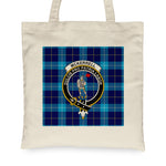 Canvas Tote Bags Royal Scottish McKerrell Blue Clan Badge Tartan Plaid Tote Bag - Scotstee Shop