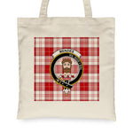 Canvas Tote Bags Royal Scottish Menzies Red Clan Badge Tartan Plaid Tote Bag - Scotstee Shop