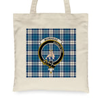 Canvas Tote Bags Royal Scottish Muirhead Blue Clan Badge Tartan Plaid Tote Bag - Scotstee Shop