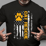 Scotstee Shop - Cat Rescue Shirt American Flag Cat Shelter Cat Adoption Gift Sunflower 4th Of July Shirt