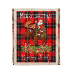 Personalized Gift Plaid Tartan Blanket Clan Ramsay Modern With Moose Lover Xmas Gift Santa Riding Christmas Fleece Blanket