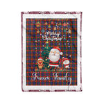 Personalized Gift Tartan Plaid Blanket Clan Fraser of Lovat With Funny Santa Snowman Reindeer Merry Christmas Fleece Blanket, Christmas Blanket, Plaid Blanket, Tartan Blanket,Scottish Blanket