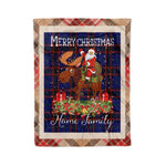 Personalized Gift Plaid Tartan Blanket Clan Home Modern With Moose Lover Xmas Gift Santa Riding Christmas Fleece Blanket