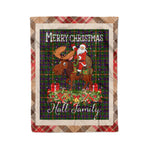 Personalized Gift Plaid Tartan Blanket Clan Hall With Moose Lover Xmas Gift Santa Riding Christmas Fleece Blanket