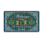 Doormat - Welcome Mat Scottish Clan Carmichael Ancient Tartan Door Mat, Plaid Doormat With Thistle and Two Lion Scottish