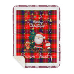 Personalized Gift Tartan Plaid Blanket Clan Fraser Modern With Funny Santa Snowman Reindeer Merry Christmas Gift Sherpa Blanket, blue plaid sherpa blanket,blue tartan sherpa blanket,Buchan,buffalo plaid sherpa blanket,christmas sherpa blanket,Christmas Throw Blanket
