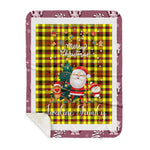 Personalized Gift Tartan Plaid Blanket Clan Jardine Yellow With Funny Santa Snowman Reindeer Merry Christmas Gift Sherpa Blanket, blue plaid sherpa blanket,blue tartan sherpa blanket,Buchan,buffalo plaid sherpa blanket,christmas sherpa blanket,Christmas Throw Blanket