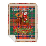 Personalized Gift Plaid Tartan Blanket Clan Stewart of Appin Ancient With Moose Lover Xmas Gift Santa Riding Buffalo Plaid Christmas Sherpa Blanket