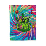 Scotstee Shop - Scotstee Shop Blanket Hippie Aliens Smoking Weed Cannabis Tie-Dye Colorful Rainbow Hippie Fleece Blanket