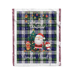 Personalized Gift Tartan Plaid Blanket Clan Gordon Dress Modern With Funny Santa Snowman Reindeer Merry Christmas Fleece Blanket, Christmas Blanket, Plaid Blanket, Tartan Blanket,Scottish Blanket
