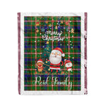 Personalized Gift Tartan Plaid Blanket Clan Reid With Funny Santa Snowman Reindeer Merry Christmas Fleece Blanket, Home Living Room, Plaid Blanket, Tartan Blanket, Scottish Blanket, Buffalo fleece blanket, Christmas Blanket