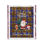 Personalized Gift Tartan Plaid Blanket Clan Balfour Modern With Funny Santa Snowman Reindeer Merry Christmas Fleece Blanket, Home Living Room, Plaid Blanket, Tartan Blanket, Scottish Blanket, Buffalo fleece blanket, Christmas Blanket