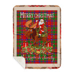 Personalized Gift Plaid Tartan Blanket Clan MacKintosh Modern With Moose Lover Xmas Gift Santa Riding Plaid Christmas Sherpa Blanket
