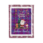 Personalized Gift Tartan Plaid Blanket Clan Jackson With Funny Santa Snowman Reindeer Merry Christmas Fleece Blanket, Home Living Room, Plaid Blanket, Tartan Blanket, Scottish Blanket, Buffalo fleece blanket, Christmas Blanket