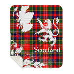 Sherpa Blanket - Tartan Blanket Thistle and Lion Scottish Clan Christie Plaid Blanket, plaid sherpa blanket queen,purple sherpa blanket,queen sherpa blanket,queen size sherpa blanket,red sherpa blanket,scottish tartan blankets,sherpa blanket,sherpa christmas blanket