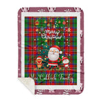 Personalized Gift Tartan Plaid Blanket Clan MacCulloch With Funny Santa Snowman Reindeer Merry Christmas Gift Sherpa Blanket, blue plaid sherpa blanket,blue tartan sherpa blanket,Buchan,buffalo plaid sherpa blanket,christmas sherpa blanket,Christmas Throw Blanket