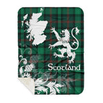 Sherpa Blanket - Tartan Blanket Thistle and Lion Scottish Clan Ross Hunting Modern Plaid Blanket, plaid sherpa blanket queen,purple sherpa blanket,queen sherpa blanket,queen size sherpa blanket,red sherpa blanket,scottish tartan blankets,sherpa blanket,sherpa christmas blanket