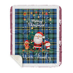 Personalized Gift Tartan Plaid Blanket Clan Weir Ancient With Funny Santa Snowman Reindeer Merry Christmas Gift Sherpa Blanket, blue plaid sherpa blanket,blue tartan sherpa blanket,Buchan,buffalo plaid sherpa blanket,christmas sherpa blanket,Christmas Throw Blanket