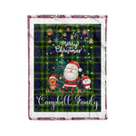 Personalized Gift Tartan Plaid Blanket Clan Campbell Of Breadalbane Modern With Funny Santa Snowman Reindeer Merry Christmas Fleece Blanket, Home Living Room, Plaid Blanket, Tartan Blanket, Scottish Blanket, Buffalo fleece blanket, Christmas Blanket