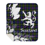 Sherpa Blanket - Tartan Blanket Thistle and Lion Scottish Clan Murray of Atholl Modern Plaid Blanket, plaid sherpa blanket queen,purple sherpa blanket,queen sherpa blanket,queen size sherpa blanket,red sherpa blanket,scottish tartan blankets,sherpa blanket,sherpa christmas blanket