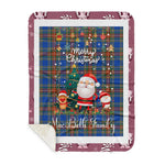 Personalized Gift Tartan Plaid Blanket Clan MacBeth Ancient With Funny Santa Snowman Reindeer Merry Christmas Gift Sherpa Blanket, blue plaid sherpa blanket,blue tartan sherpa blanket,Buchan,buffalo plaid sherpa blanket,christmas sherpa blanket,Christmas Throw Blanket