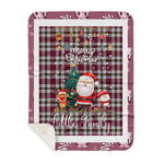 Personalized Gift Tartan Plaid Blanket Clan Little Dress With Funny Santa Snowman Reindeer Merry Christmas Gift Sherpa Blanket, blue plaid sherpa blanket,blue tartan sherpa blanket,Buchan,buffalo plaid sherpa blanket,christmas sherpa blanket,Christmas Throw Blanket