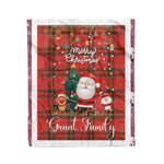 Personalized Gift Tartan Plaid Blanket Clan Grant Weathered With Funny Santa Snowman Reindeer Merry Christmas Fleece Blanket, Christmas Blanket, Plaid Blanket, Tartan Blanket,Scottish Blanket