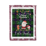 Personalized Gift Tartan Plaid Blanket Clan Leslie With Funny Santa Snowman Reindeer Merry Christmas Fleece Blanket, Home Living Room, Plaid Blanket, Tartan Blanket, Scottish Blanket, Buffalo fleece blanket, Christmas Blanket