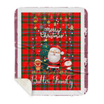 Personalized Gift Tartan Plaid Blanket Clan Butter With Funny Santa Snowman Reindeer Merry Christmas Gift Sherpa Blanket, blue plaid sherpa blanket,blue tartan sherpa blanket,Buchan,buffalo plaid sherpa blanket,christmas sherpa blanket,Christmas Throw Blanket