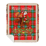Personalized Gift Plaid Tartan Blanket Clan MacLaine of Loch Buie With Moose Lover Xmas Gift Santa Riding Plaid Christmas Sherpa Blanket