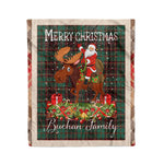 Personalized Gift Plaid Tartan Blanket Clan Buchan Ancient With Moose Lover Xmas Gift Santa Riding Christmas Fleece Blanket