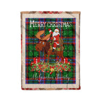 Personalized Gift Plaid Tartan Blanket Clan McGeachie With Moose Lover Xmas Gift Santa Riding Christmas Fleece Blanket