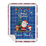 Personalized Gift Tartan Plaid Blanket Clan Mercer With Funny Santa Snowman Reindeer Merry Christmas Gift Sherpa Blanket, blue plaid sherpa blanket,blue tartan sherpa blanket,Buchan,buffalo plaid sherpa blanket,christmas sherpa blanket,Christmas Throw Blanket