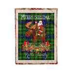 Personalized Gift Plaid Tartan Blanket Clan Rollo With Moose Lover Xmas Gift Santa Riding Christmas Fleece Blanket
