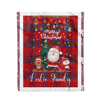 Personalized Gift Tartan Plaid Blanket Clan Leslie Modern With Funny Santa Snowman Reindeer Merry Christmas Fleece Blanket, Home Living Room, Plaid Blanket, Tartan Blanket, Scottish Blanket, Buffalo fleece blanket, Christmas Blanket