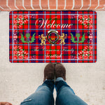 Doormat - Welcome Mat Scottish Clan Cameron Of Lochiel Modern Tartan Door Mat, Plaid Doormat With Thistle and Two Lion Scottish