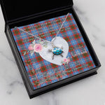 Sea Turtle Necklace Gift for My Beautiful Girlfriend Valentines Necklace Clan Nicolson Modern Tartan Blue Turtle Necklace