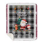 Personalized Gift Tartan Plaid Blanket Clan Menzies Modern With Funny Santa Snowman Reindeer Merry Christmas Gift Sherpa Blanket, blue plaid sherpa blanket,blue tartan sherpa blanket,Buchan,buffalo plaid sherpa blanket,christmas sherpa blanket,Christmas Throw Blanket