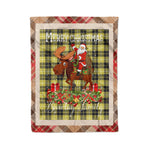Personalized Gift Plaid Tartan Blanket Clan Barclay Dress Modern With Moose Lover Xmas Gift Santa Riding Christmas Fleece Blanket