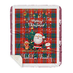Personalized Gift Tartan Plaid Blanket Clan Chisholm Ancient With Funny Santa Snowman Reindeer Merry Christmas Gift Sherpa Blanket, blue plaid sherpa blanket,blue tartan sherpa blanket,Buchan,buffalo plaid sherpa blanket,christmas sherpa blanket,Christmas Throw Blanket